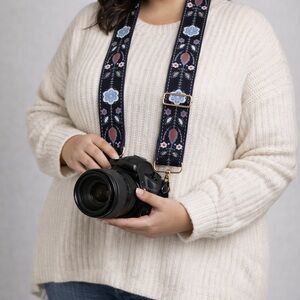 Source Unknown Floral Camera Strap - Black and Blue